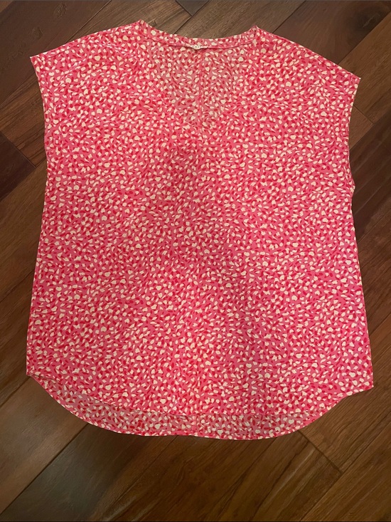 Tops - Pink Printed Cap Sleeve Blouse, Large